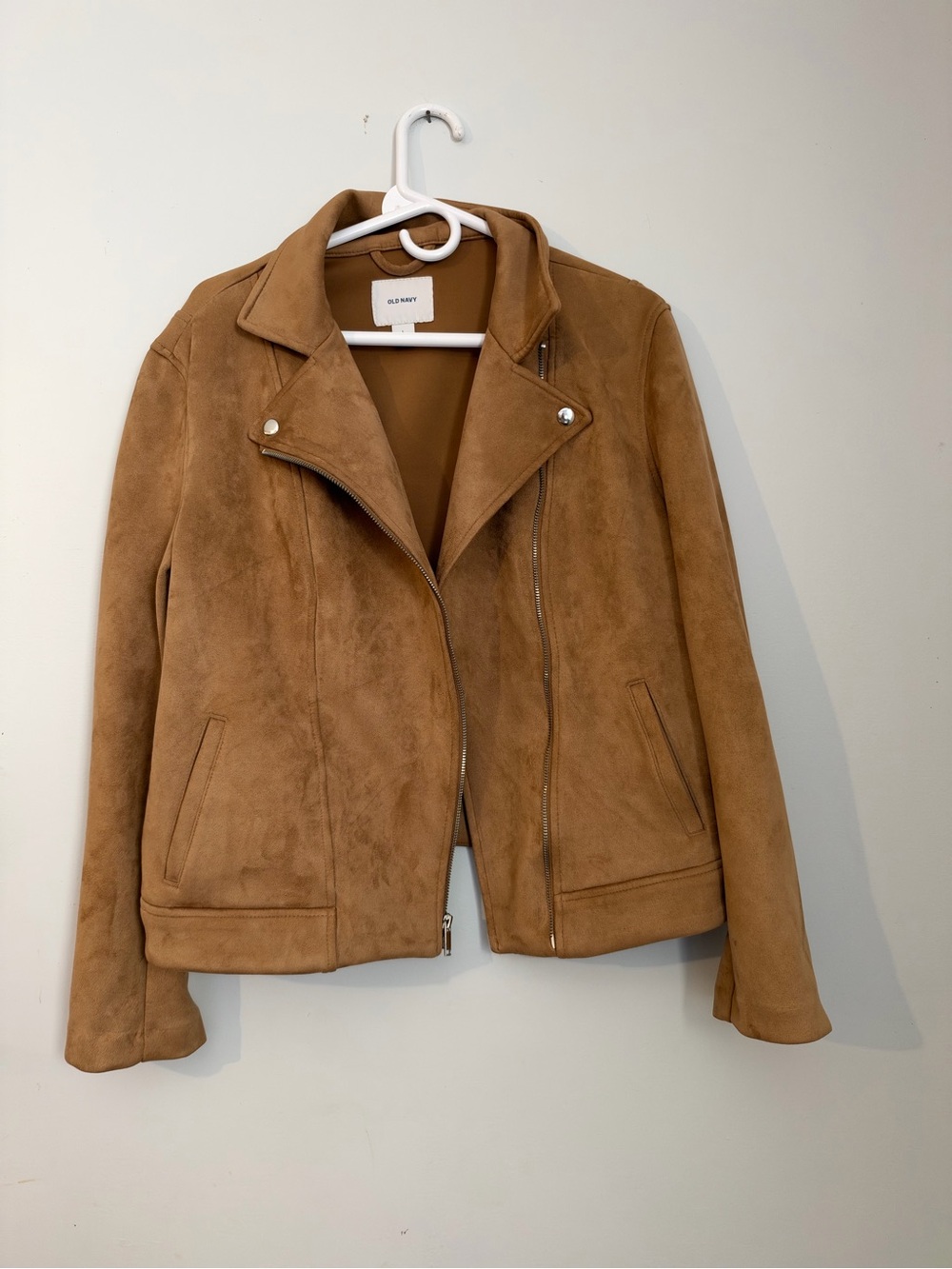 Old Navy Women's Suede-Look Moto Jacket in Camel